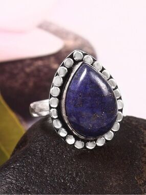 Gorgeous Handmade Natural Lapis lazuli 925 sterling silver ring